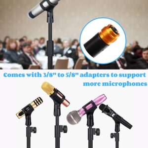 YOUEON 2 Pcs Microphone Stand Desktop, Adjustable Table Mic Stand with Mic Clip and 5/8" Male to 3/8" Female Screw Adapter, Heavy Base for Snowball, Spark & More