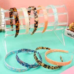 3 Colors Tortoise Shell Headband Set: Wide Acetate, Resin, Skinny Thin Headbands with Teeth for Women and Girls (White Laser, Leopard, Ivory)