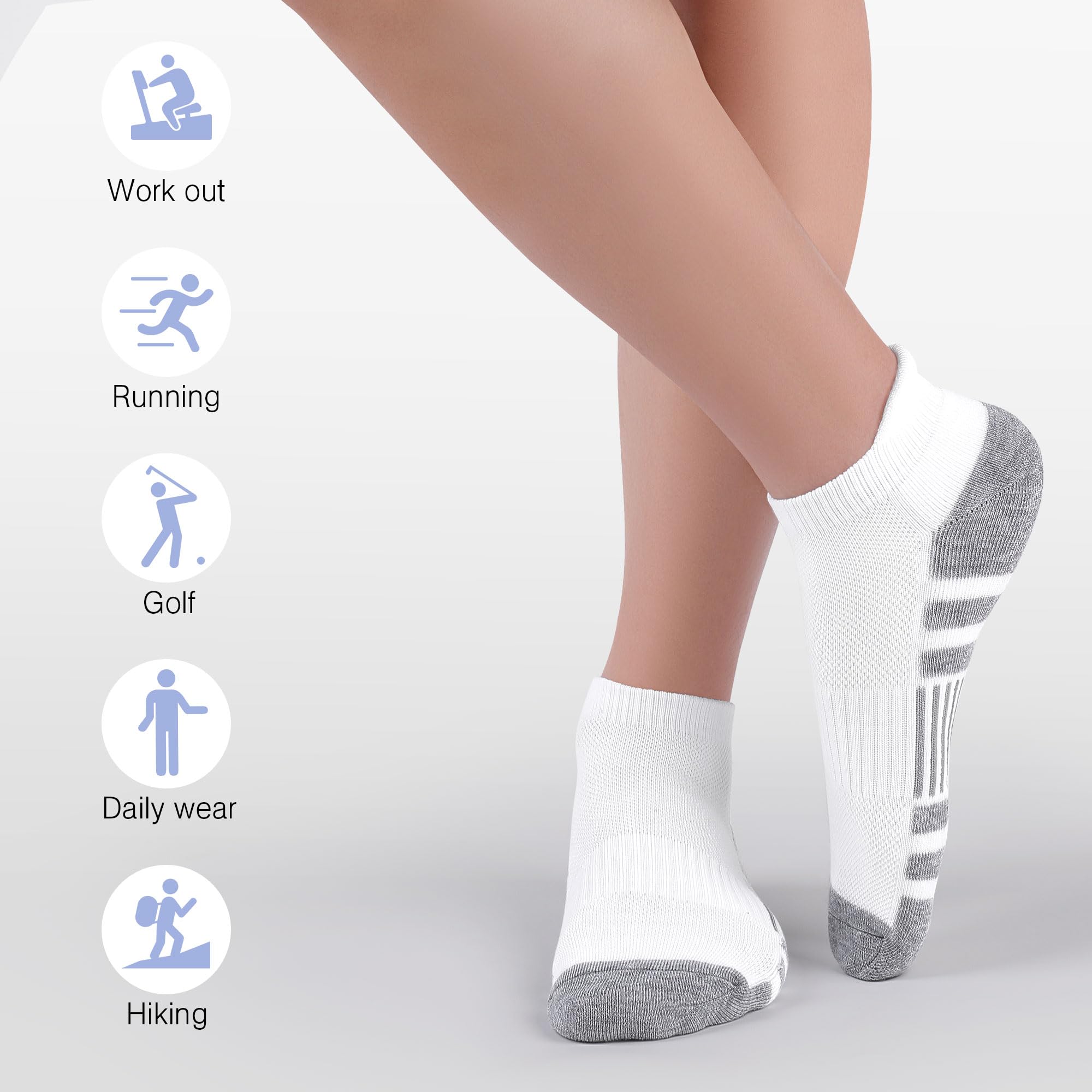 Felicigeely Ankle Athletic Running Socks Low Cut Sports Socks Breathable Cushioned Tab Socks for Men Women 6 Pairs