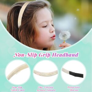 3 Colors Tortoise Shell Headband Set: Wide Acetate, Resin, Skinny Thin Headbands with Teeth for Women and Girls (White Laser, Leopard, Ivory)