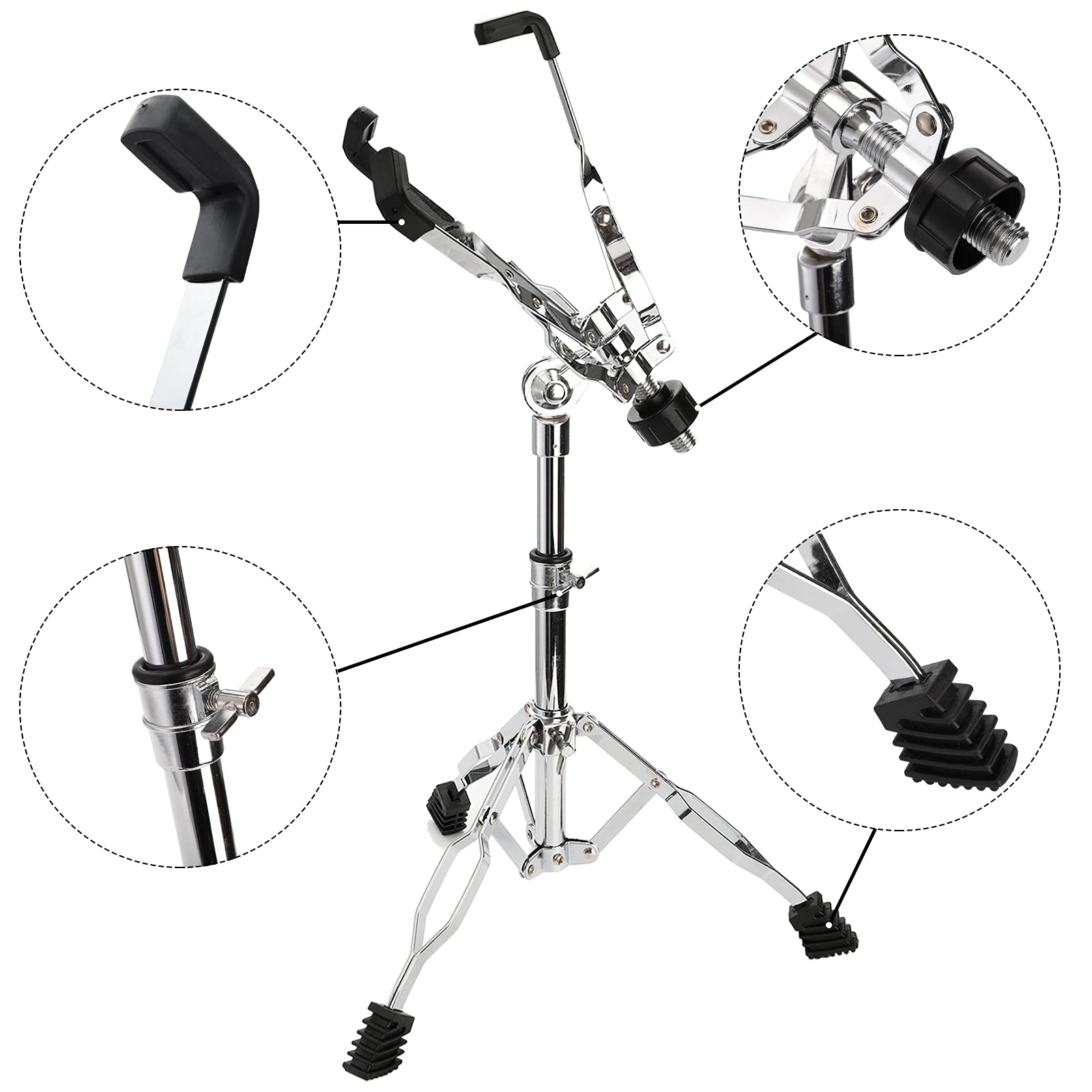 Youeon Snare Drum Stand with Drum Sticks Holder, Double Braced Tripod Snare Stand Fit for 10 to 14 Inch Snare Drum, Drum Pad, Adjustable Height 14.5 to 23 Inches for Drum Beginners, Lightweight