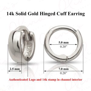 14k White Gold Cuff Earrings 7.0x2.5mm