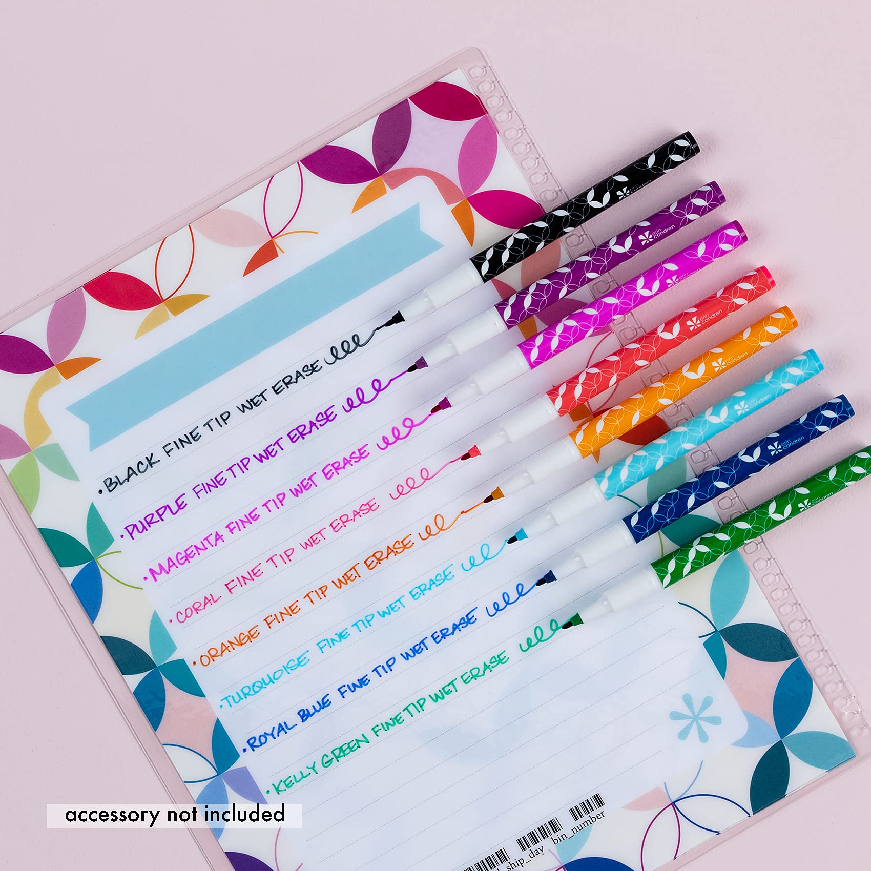 Erin Condren Classic Fine Tip Wet Erase Markers 8-Pack. 0.5mm Fine Point Tip Perfect for Writing on Whiteboards and Overhead Projectors. 8 Bold and Rich Colors