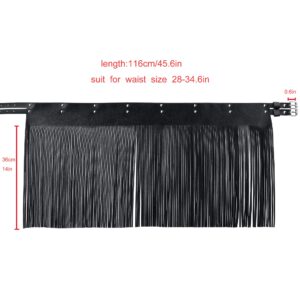 Ayliss Women Punk Waist Belt Tassel Fringe Skirt Belt Vintage PU Leather Waistband Belt Rocker Dance Performance Costume (Black #1)