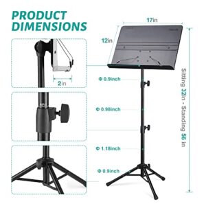 Vekkia Sheet Music Stand-Professional Portable Music Stand with Carrying Bag,Folding Adjustable Music Holder,Super Sturdy suitable for Instrumental Performance & Band & Travel