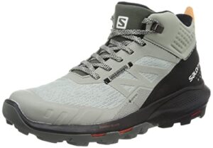 salomon men's outpulse mid gore-tex hiking boots for men, wrought iron/black/vibrant orange, 9