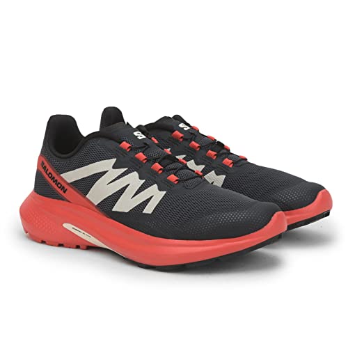 Salomon HYPULSE Trail Running Shoes for Men, Magnet/Poppy Red/Black, 10.5