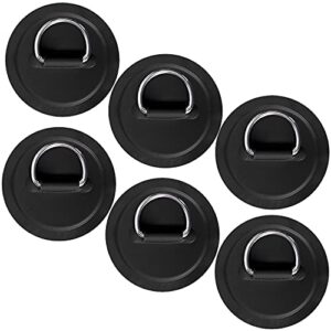 tobwolf 6 pack 4.33" / 11cm stainless steel d-ring patch for inflatable boat kayak dinghy sup, circular d-ring pvc patch stand-up paddleboard canoe rafting accessories, no glue included - black