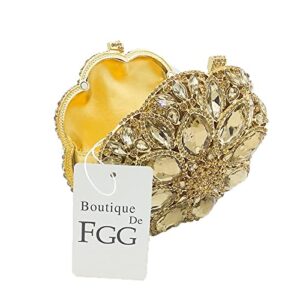 Boutique De FGG Elegant Round Crystal Clutch Evening Bags for Women Formal Party Handbags Bridal Wedding Purse (Gold,Mini)