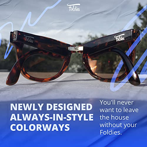 Foldies Classic Folding Sunglasses Polarized, UV400, UVA, UVB Protection for Men Women, Folding Sunglasses Leather Case