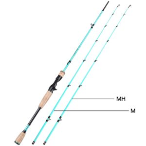 Sougayilang Fishing Pole, 30 Ton Carbon Fiber Sensitive 2Pc Baitcasting Rod & Spinning Rod for Freshwater or Saltwater, Tournament Quality Fishing Rod with 2 Tips for Bass-Blue-6.9FT-Casting