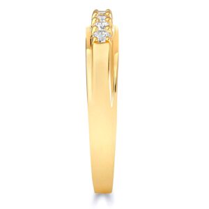 TWJC Ladies 14k Yellow Gold Engagement Ring and Wedding Band Bridal Set - Size 6 (RG222EB)