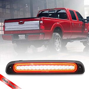 Led Third Brake Light Replacement for 1999-2016 Ford F250 F350 Super Duty 95-03 Ranger Red LED Strobe Rear 3rd Brake Center High Mount Stop Lamp + White Cargo Light Kit Euro Smoked Lens