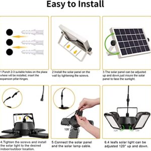 Auzev Solar Shed Light Indoor Outdoor Upgrade 176 LED 4 and 1 Heads Solar Powered Motion Sensor Pandent Daytime Work Lights with 4 Modes Remote Control Security lamp for Garage Gazebo Barn