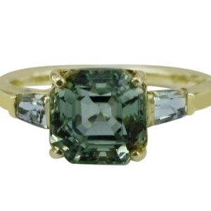 Carillon Green Amethyst February Birthstone Ring 8MM Natural Gemstone 925 Sterling Silver Ring Wedding Ring (Yellow Gold Plated) for Women (6)