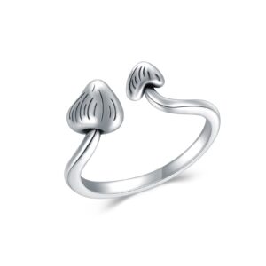 mushroom ring open spoon ring sterling silver mushroom jewelry for women,size 7/8 (8)