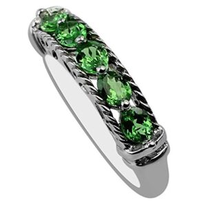 carillon 1 carat tsavorite oval shape natural non-treated gemstone 10k white gold ring engagement jewelry for women & men