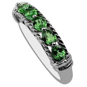 Carillon 1 Carat Tsavorite Oval Shape Natural Non-Treated Gemstone 10K White Gold Ring Engagement Jewelry for Women & Men