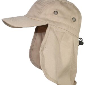 Tropic Hats Men/Women Summer Ballcap with Neckflap Protection - Khaki