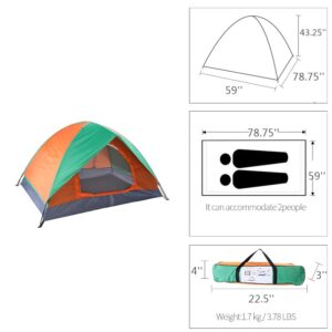 Ochine 1/2/4 Person Camping Tent Family Tents Pops Up Tent Waterproof Windproof Easy Setup Tent Lightweight Dome Tent for Outdoor Camp, Backpacking, Hiking, etc (Ship from USA)