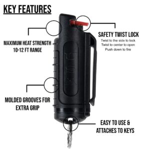 Police Magnum Keychain Pepper Spray Bulk Self Defense Set- Maximum Strength- Belt Clip Safety Key Chains for Women & Men- Made in The USA- 7 Pack Black INJ