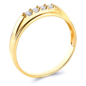 TWJC Ladies 14k Yellow Gold Engagement Ring and Wedding Band Bridal Set - Size 6 (RG222EB)