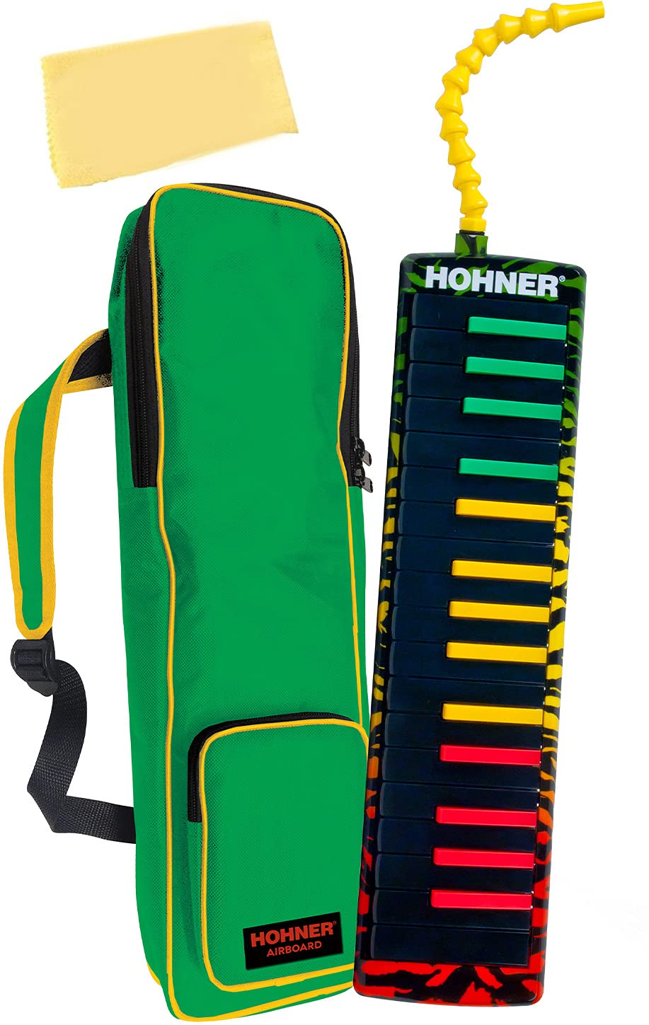 Hohner 32-Key Airboard - Rasta Print Bundle with Gig Bag and Austin Bazaar Polishing Cloth