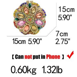 Boutique De FGG Elegant Round Crystal Clutch Evening Bags for Women Formal Party Handbags Bridal Wedding Purse (Gold,Mini)