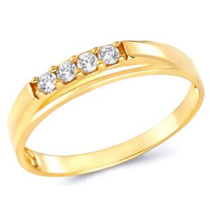 TWJC Ladies 14k Yellow Gold Engagement Ring and Wedding Band Bridal Set - Size 6 (RG222EB)