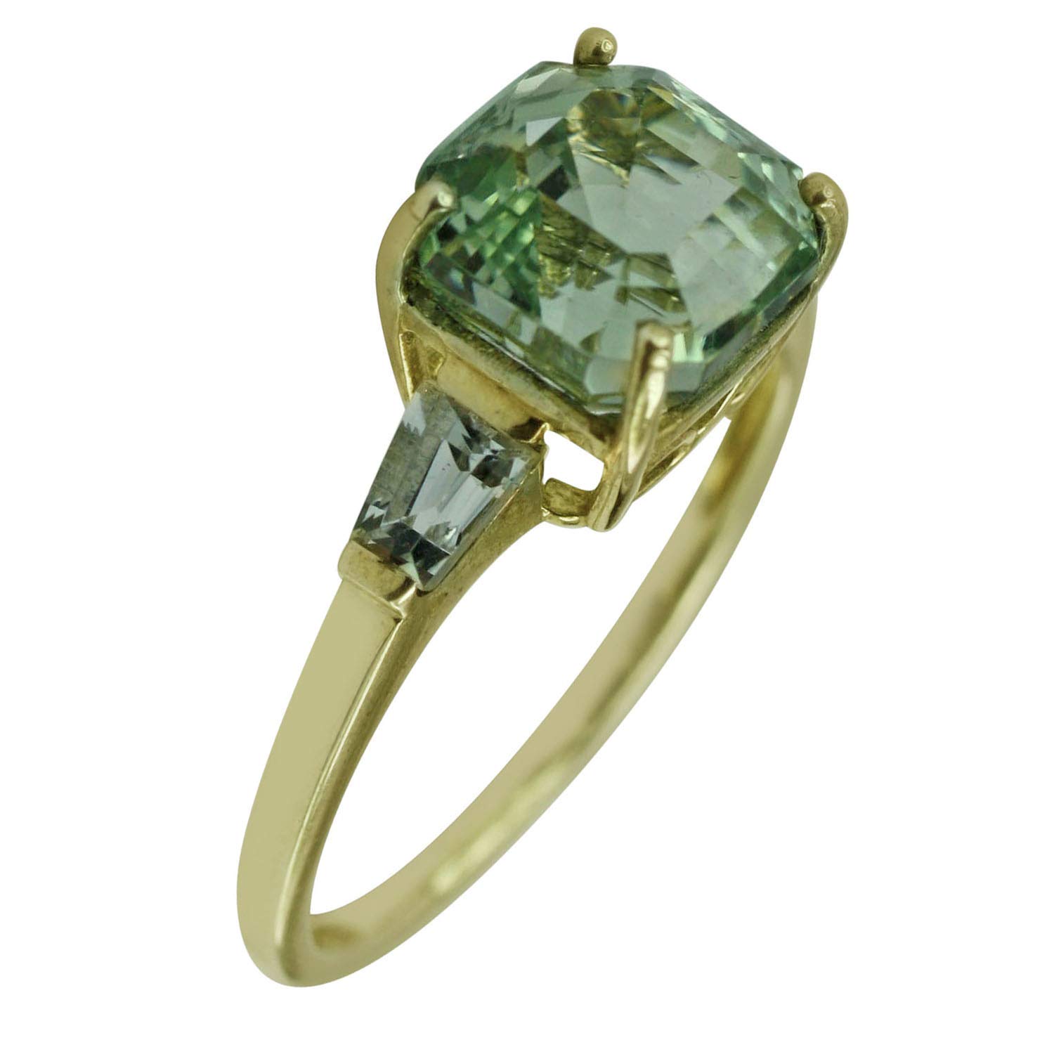 Carillon Green Amethyst February Birthstone Ring 8MM Natural Gemstone 925 Sterling Silver Ring Wedding Ring (Yellow Gold Plated) for Women (6)