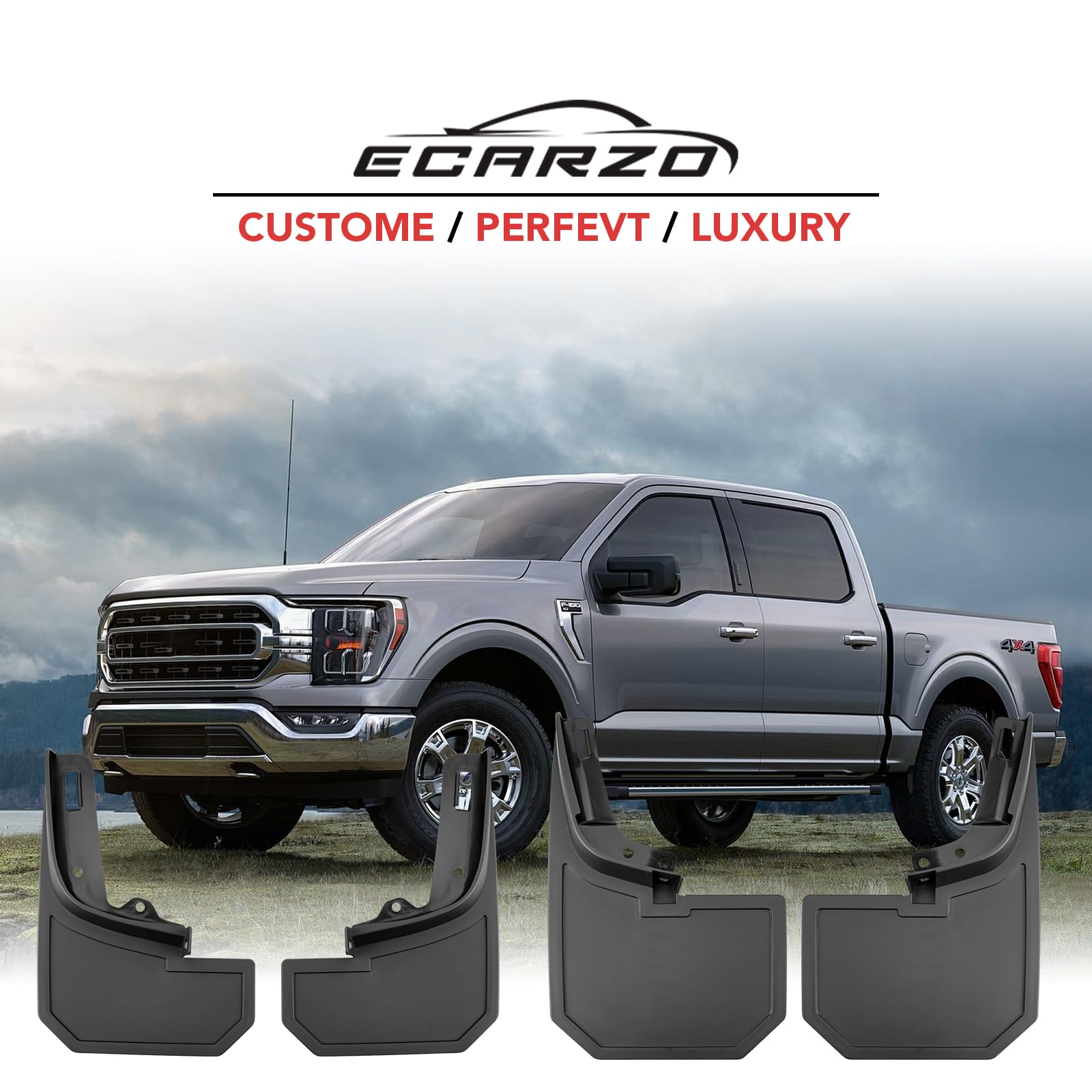 Mud Flaps Fit for 2021 2022 2023 Ford F150, All Weather Guard Mud Guards Splash Front Rear 4pc Set (for Trucks without Fender Flares)