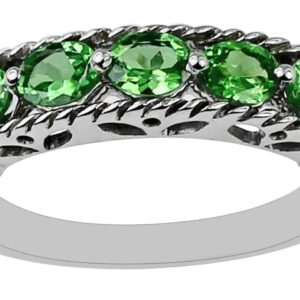 Carillon 1 Carat Tsavorite Oval Shape Natural Non-Treated Gemstone 10K White Gold Ring Engagement Jewelry for Women & Men