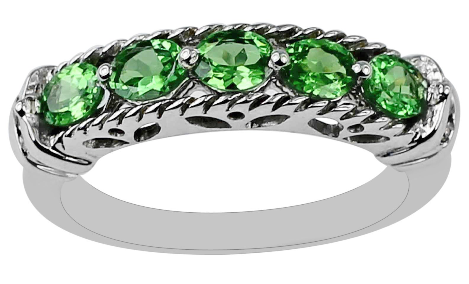 Carillon 1 Carat Tsavorite Oval Shape Natural Non-Treated Gemstone 10K White Gold Ring Engagement Jewelry for Women & Men