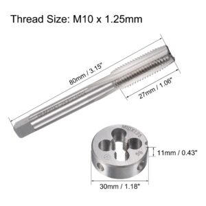 uxcell M10 x 1.25mm Metric Tap and Die Set, Machine Thread Screw Tap with Round Threading Die, Tap & Die Kit for Nut Screw Bolt Thread Repair