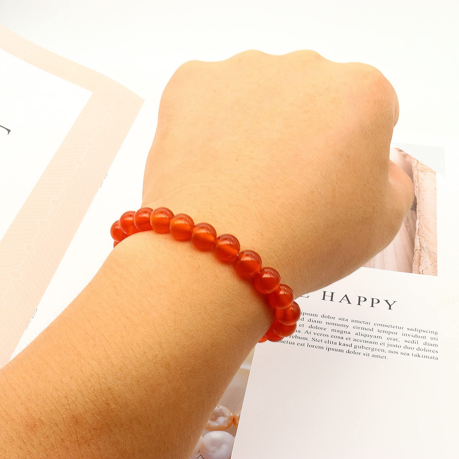 ZZ ZINFANDEL Carnelian Crystal Bracelet Natural Carnelian Gemstone Bracelet for Women Orange Carnelian Bracelet Jewelry (A)