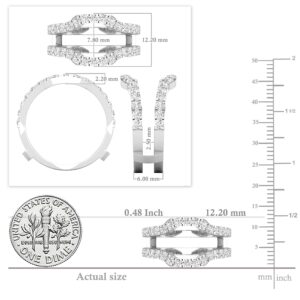 Dazzlingrock Collection 1.00 Carat (Ctw) Round Lab Grown White Diamond Women Wedding Band Guard Ring 1 CT in 925 Sterling Silver, Size 6.5