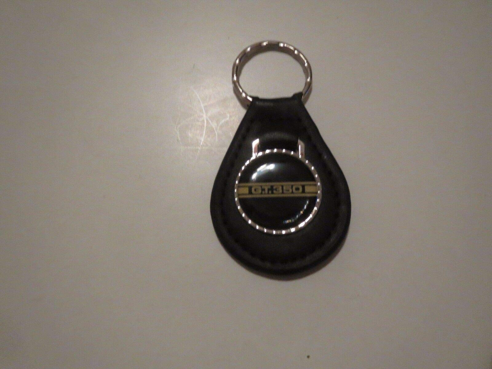 1965 - 1970 SHELBY GT-350 GT350 GOLD SIDE STRIPE LOGO LEATHER KEYCHAIN - BLACK