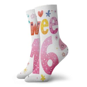 gultmee funny compression socks women and men,cute sweet sixteen hearts stars flowers unique girls joy design,best for circulation,running,athletic,nurse,travel, -12 inch