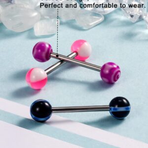 Heienngy 14g Tongue/ Nipple Rings 100pcs for Women Men Surgical Stainless Steel /Nipple Piercing Jewelry Plastic Metal 16MM Acrylic Straight Barbells Body Piercing Jewelry