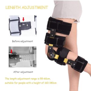 WILLQ Hinged ROM Knee Brace for Post Op Patella Injury Ligament Sports Injuries Arthritis Fracture Post Operative Support Recovery Stabilization Adjustable ​Orthopedic Support Stabilizer