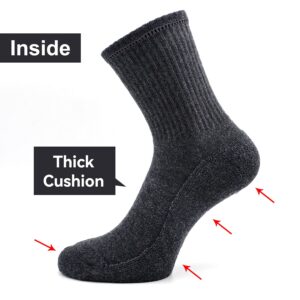 Socks Daze Women 's Heavy Wool Boot Crew Socks for Cold Weather, Mens Youth Winter Hot Warm Comfort Full Cushioned Ultra Soft Thick Socks, Medium, 4 Pairs Dark Grey