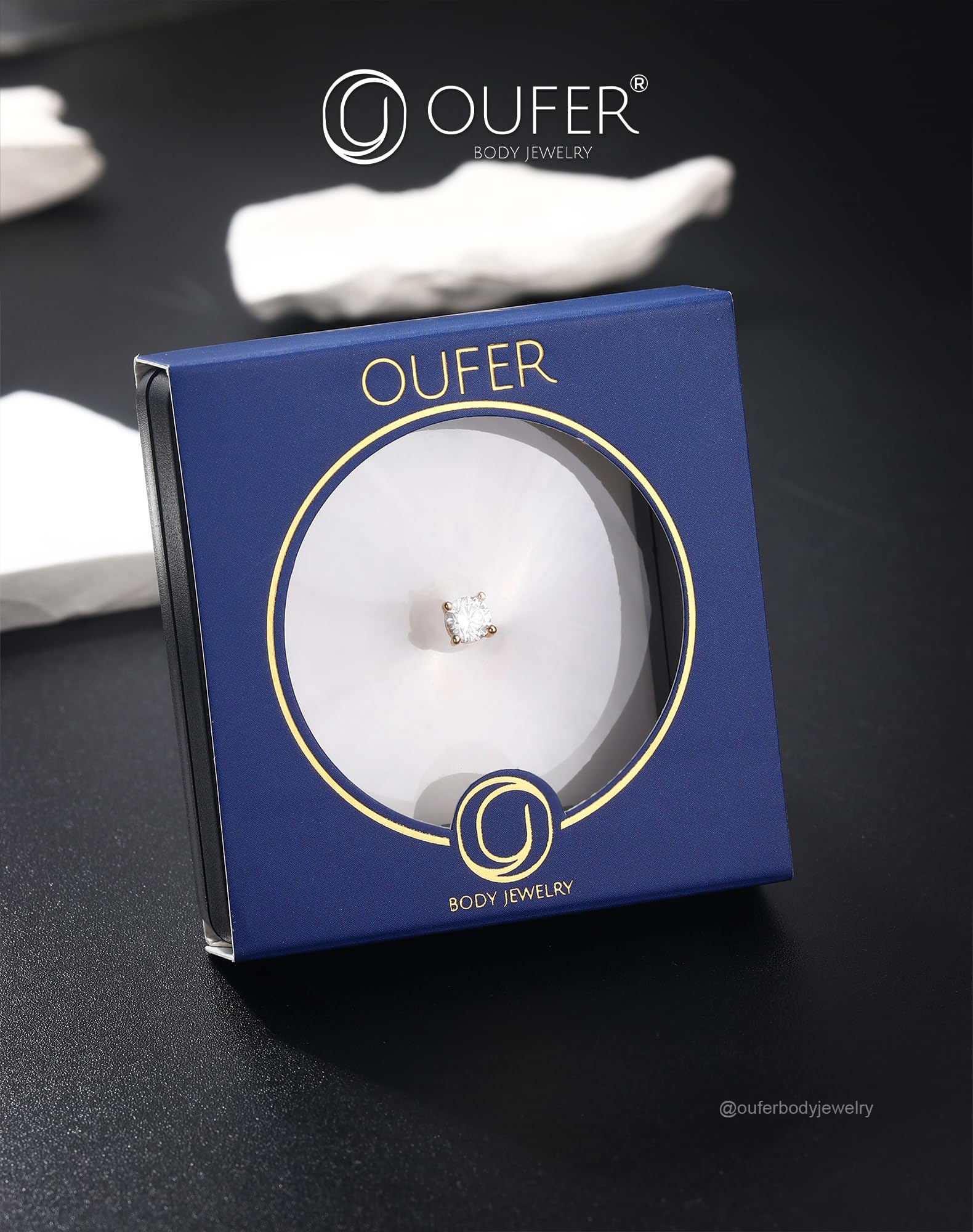 OUFER 14K Solid Gold Clea CZ Replacement Ball Externally Threaded for Belly Button Rings (Gold)