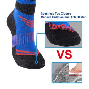 Toes&Feet Womens and Mens 2-Pack Black/Blue Anti Odor Quick Dry Blister Resistant Cushioned Ski Socks Snowboarding Knee High Stocking,Size7-10