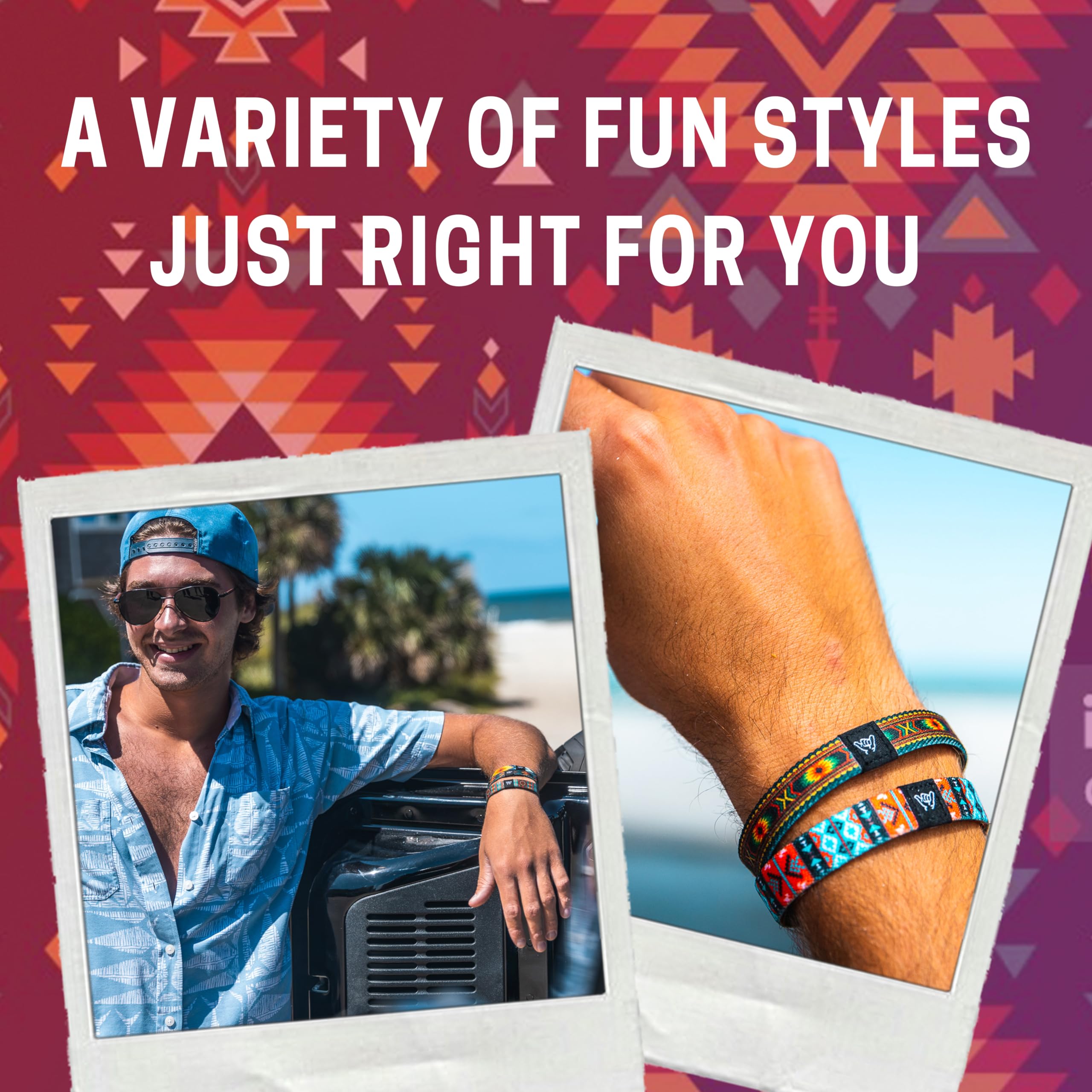 Hang Loose Bands - Southwestern Bracelet for Men, Women & Teens - Comfy Tribal Print and Boho - Western Style Reversible Wristband - Graphite Gear | Small: 6.5" (most common fitting size)