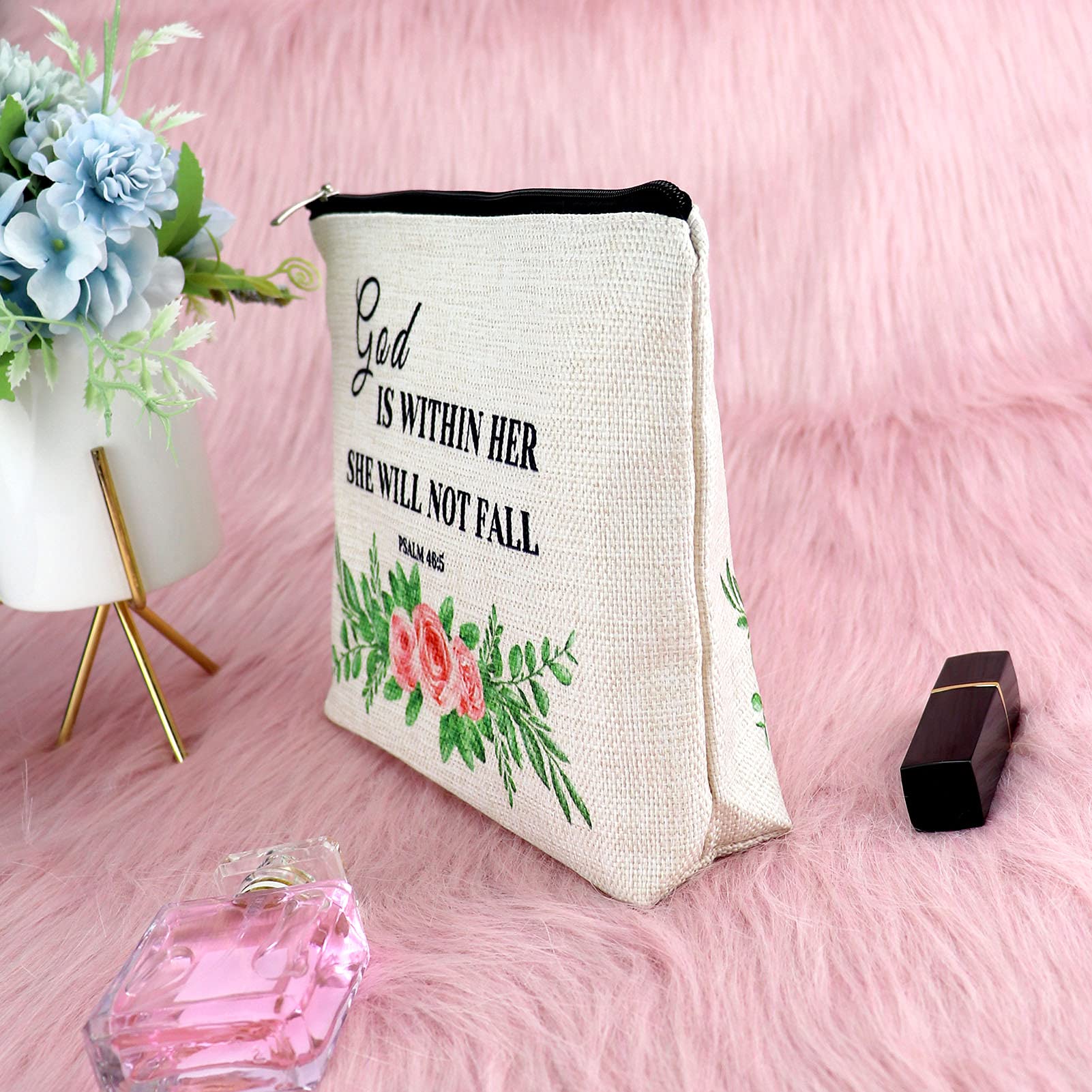 Sfodiary Motivational Gift for Women Makeup Bag Religious Gift for Sister Bible Verse Gift Cosmetic Bag Birthday Gifts for Friend Encouragement Graduation Christmas Gift Travel Cosmetic Pouch