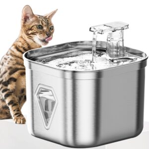 cat water fountain, stainless steel pet water fountain for cats inside ultra-quiet pump, 2l/67oz automatic dog dispenser water bowl, multiple pets water fountain green