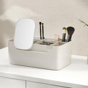 Joseph Joseph 75005 Viva Makeup Cosmetic Storage Organizer with Drawer, Large with Mirror, Shell, Cream