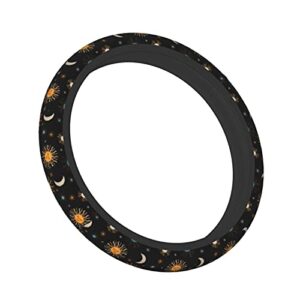 Moon and Sun Steering Wheel Cover Universal 15 Inches Non-Slip Neoprene Cute Stars Wrap Car Accessories Protector Case for Women & Men Girls Fit Auto SUV Sedan Vans Trucks