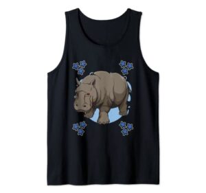 hippo blue design hippopotamus stuff hippos tank top