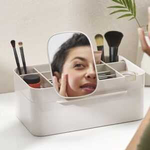 Joseph Joseph 75005 Viva Makeup Cosmetic Storage Organizer with Drawer, Large with Mirror, Shell, Cream